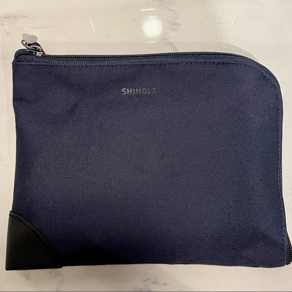 SHINOLA Navy Blue Canvas Zip Travel Organizer